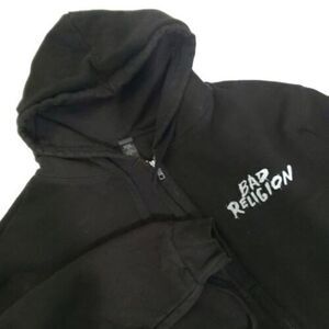 Bad Religion Punk Music Full Zip‎ Hoodie Men's Medium Double Sided Graphic Print